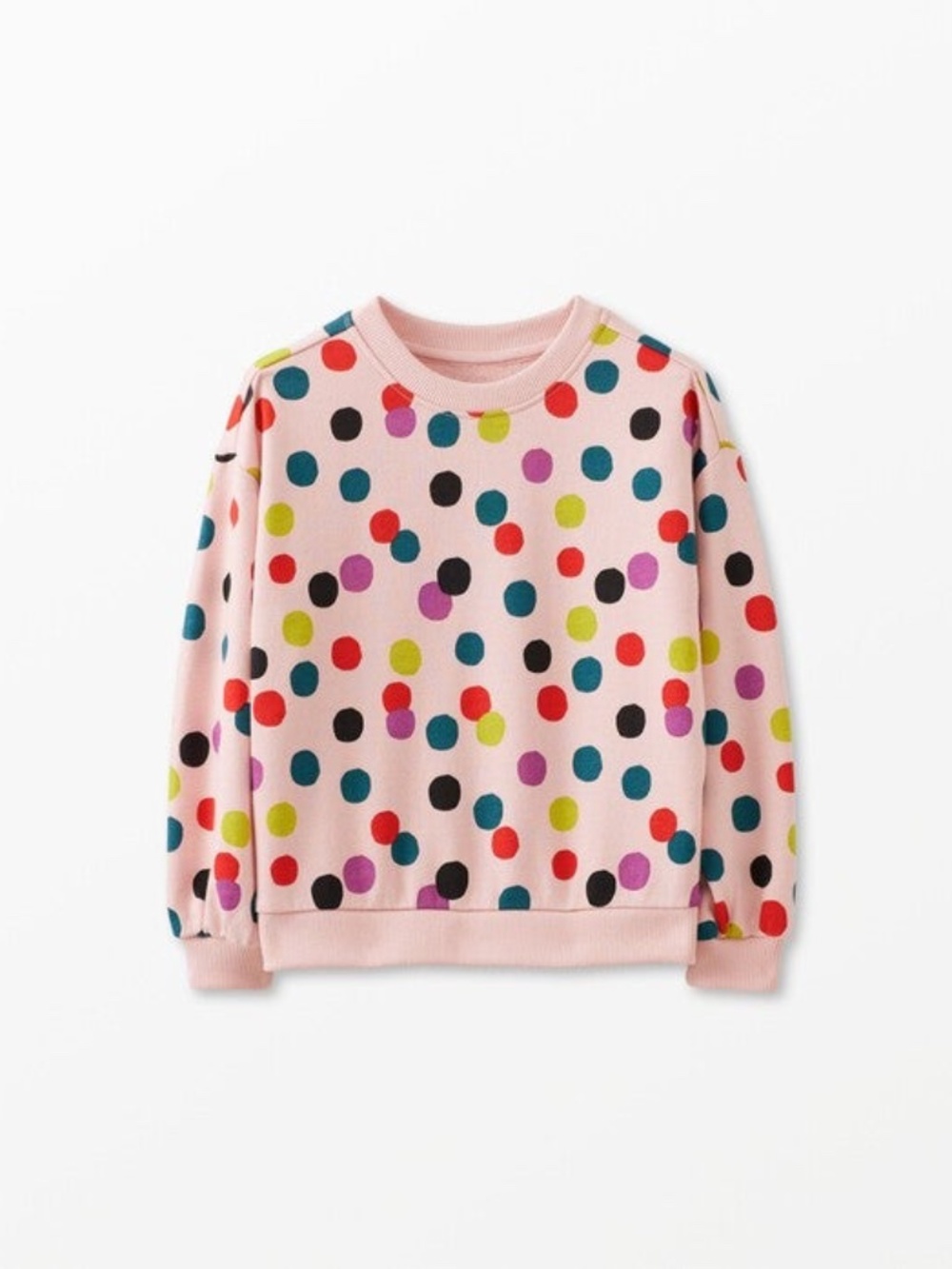 Hanna Andersson Print Balloon Sleeve French Terry Sweatshirt Polka Dot Pink 6-7